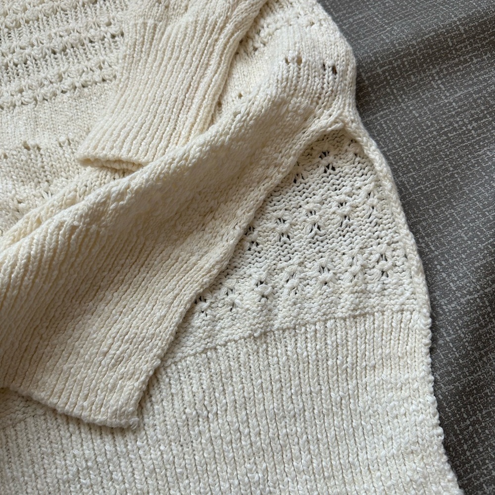Free People Hot Tropics Pullover Tunic Sweater M White Open Knit Boho Oversized - Picture 6 of 10